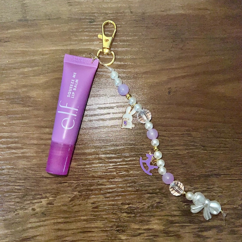 Lip gloss key chain charm